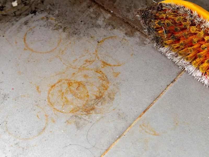 Manchas de ferrugem no piso